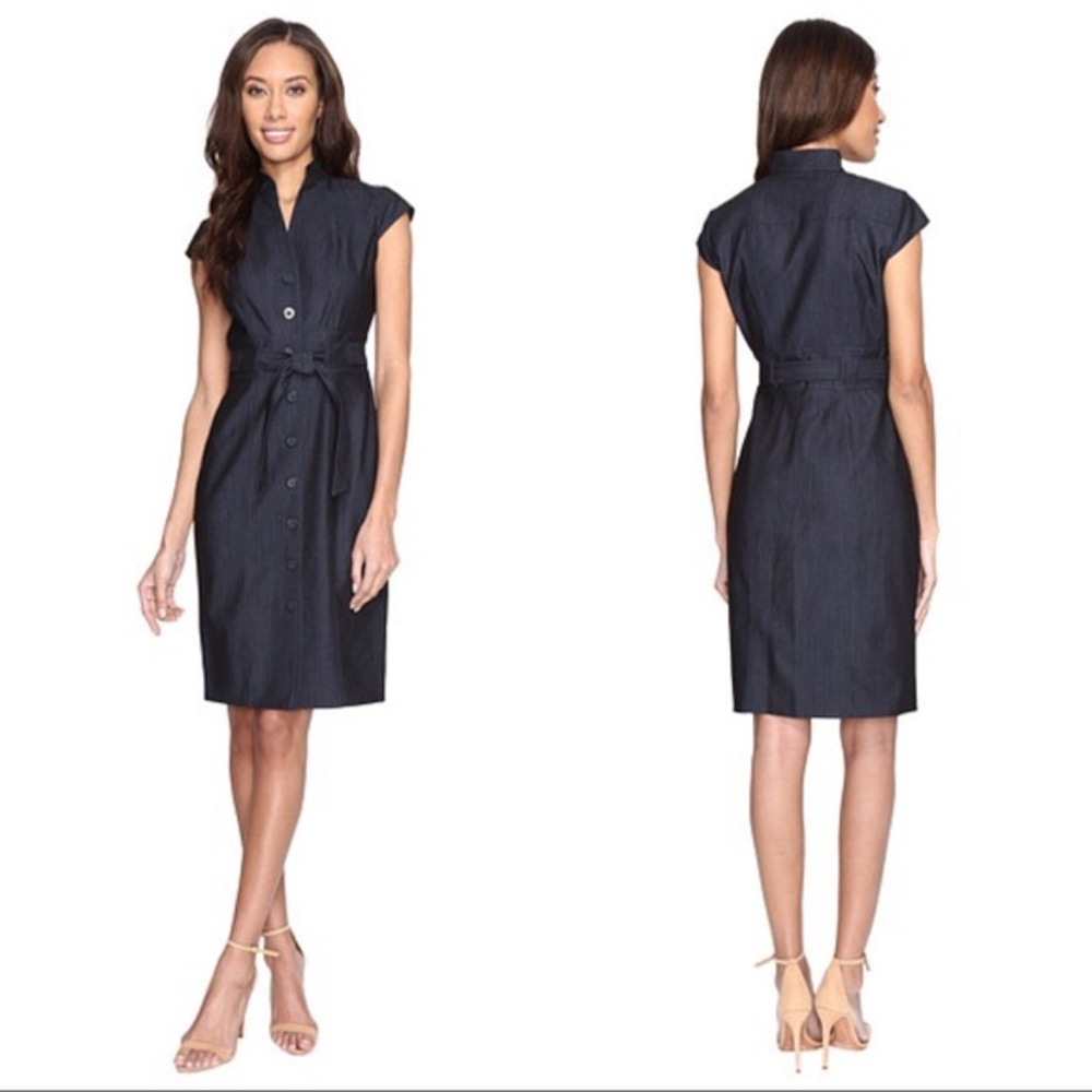 Calvin Klein button-front denim sheath dress